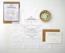 wedding photo - Printed Handkerchief Wedding Invitations Set of 25- The Lovely Collection.  Printed Handkerchief Wedding invitations