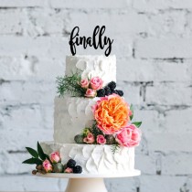 wedding photo -  Finally Cake Topper | Wedding Cake Topper | Bridal Shower Cake Topper | Romantic Cake Topper | Script Cake Topper