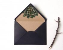 wedding photo - Botanic succulent envelope liner, Watercolor Succulent, envelope liner Printable, DIY Succulent envelope liner, A6 envelope, A7 envelope