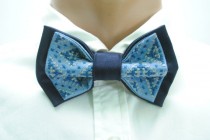 wedding photo -  mens bow tie men's gift mens bowtie wedding bow tie blue navy embroidered bow ties for men groomsman gift groom wedding gift party niicklaan