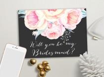 wedding photo - Will you be my Bridesmaid card Printable, Maid of Honor & Matron of Honor card, Floral Bridesmaid Cards, Printable Bridesmaid Invite