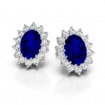 wedding photo -  8x6mm Oval Sapphire & Diamond Stud Earrings - Raven Fine Jewelers