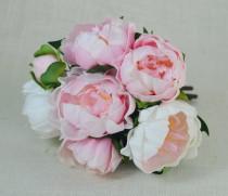 wedding photo - Pink, Cream Real Touch Flowers Peony Bouquets for Wedding Bridal Bouquets Centerpieces Home Decoration