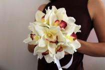 wedding photo - Gorgeous ORCHIDS Wedding bouquet & boutonniere! Bridal bouquet, bridesmaids bouquets, real touch flowers, silk flowers