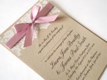 wedding photo - Ribbon and Lace Wedding Invitation SAMPLE