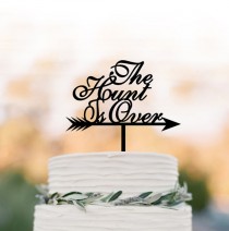 wedding photo -  Bridal Shower cake topper, party Cake decor, the hunt is over cake topper , unique cake topper for wedding, bridal shower engagement party