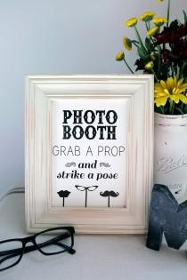 wedding photo - Instant Download - 8x10 PHOTO BOOTH Sign - DIY, Wedding reception, Mustache Black and White , Vintage Photobooth Sign, Chalkboard