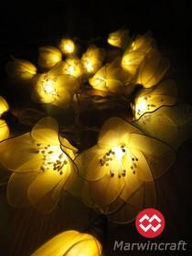 wedding photo - 20 Yellow Rain Lilly Flower Fairy String Lights Hanging Wedding Gift Party Patio Wall Floor Garden Bedroom Home Accent Floral Decor 3m
