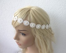 wedding photo -  bridal tiara, ivory headband, wedding head piece, pearl and rhinestone halo, brides accessories, gift for her