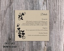 wedding photo -  DIY Lace Wedding Details Card Template Editable Word File Download Printable Burlap Vintage Black Details Card Floral Rustic Enclosure Card