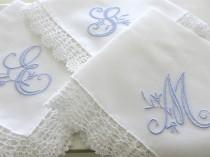 wedding photo - Peony Design 1-Initial Monogrammed Handkerchief