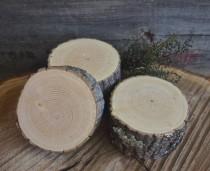wedding photo - Cupcake HOLDERS - 3 WOOD SLICES - Wood - Perfect for Rustic Wedding Centerpieces