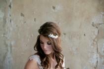 wedding photo - Ivory Flower Headband on elastic - Mini white daisies Vintage millinery flowers - HB223 "Chelsea"