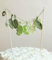 wedding photo - Green leaves cake topper - Wedding cake topper - crochet leaves - green leaves garland - autumn wedding cake topper ~15.7 inches (40 cm)