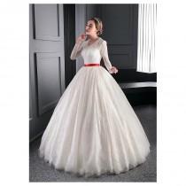 wedding photo - Glamorous Lace Jewel Neckline Ball Gown Wedding Dress With Beadings and Rhinestones - overpinks.com