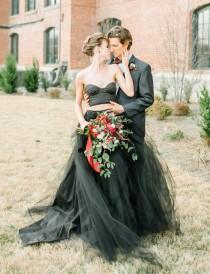 wedding photo - Moody Autumn Wedding Inspiration with a Black Wedding Dress