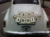 wedding photo - Just Married Car Sign, Car Sign, Car Banner, Bridal Car sign