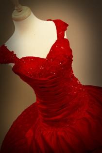 wedding photo - Red Gothic Wedding Dress Ball Gown