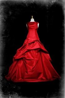 wedding photo - Red Wedding Dress Gothic Ball Gown - Casey Style - Custom Made in your size