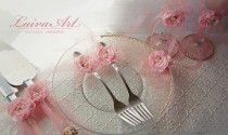wedding photo -  Wedding Forks Wedding Fork Set Pink and Gold Wedding Forks