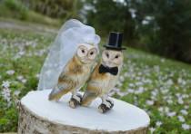wedding photo - Owls wedding cake topper-Barn owls cake topper-Rustic cake topper-Rustic wedding-OWLS-snow owls
