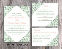 wedding photo -  DIY Wedding Invitation Template Set Editable Word File Instant Download Printable Invitation Green Wedding Invitation Floral Invitation