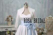wedding photo - Bridal bolero jacket shrug, Wedding jacket 3/4 sleeves, Bridal satin Jacket Custom Color Size