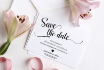 wedding photo - Wedding Save the Date Template - Save the Date Printable - Wedding Printable - Calligraphy save the date - Downloadable wedding 
