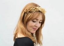 wedding photo - Gold Leaf Headband. Gold Leaf Crown, Greek Wedding, Bridesmaids Gift, Bridal Headpiece, Gold Leaf Headpiece, Leaf Crown, Gold, Greek Goddess