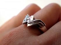 wedding photo - Wonder Woman Logo ( Inspired) Silver + Ring + Engaged ring