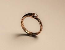 wedding photo - Ouroboros bronze ring handmade brass ouroboros ring