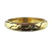 wedding photo - Retro Uncas 14k HGE Yellow Gold Interlocking Rope Eternity Thin Wedding Band Ring Size 6 