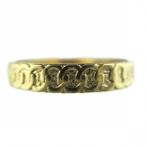 wedding photo - Retro Uncas 14k HGE Yellow Gold Hand Etched Interlocking Hoops Eternity Wedding Band Ring Size 8 