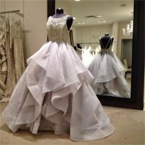 wedding photo - Long Fluffy Prom Dresses, Organza Wedding Dress, Backless Prom Dresses, Ball Gown, WD0125