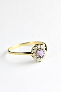 wedding photo - Amethyst and Diamond ring in 9ct gold