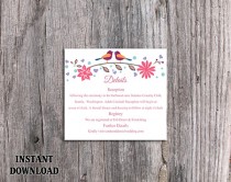wedding photo -  DIY Wedding Details Card Template Editable Word File Download Printable Details Card Floral Colorful Details Card Bird Enclosure Cards