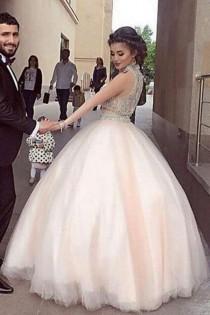 wedding photo -  Fabulous High Neck Two Piece Floor-Length Prom Dress with Beading