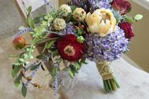 wedding photo - Bohemian Plum Lavender Wildflower Wedding Bouquet