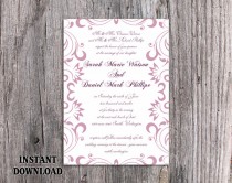 wedding photo -  DIY Wedding Invitation Template Editable Word File Instant Download Printable Invitation Lavender Invitation Purple Elegant Invitation