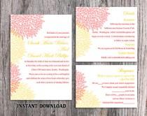 wedding photo -  DIY Wedding Invitation Template Set Editable Word File Download Printable Floral Invitation Pink Wedding Invitation Yellow Invitations