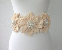 wedding photo -  flower sash belt, bridal sash, wedding accessories, bridal pearl