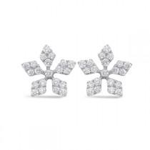 wedding photo -  Diamond Snowflake Stud Earrings 14k White Gold, Anniversary Earrings, Christmas Gifts