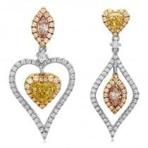 wedding photo -  Pink Diamond & Yellow Diamond Mismatch Earrings (1.84 ctw), Heart Yellow Diamond, Marquise Pink Diamond Earrings