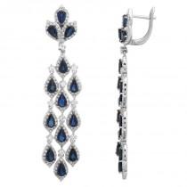 wedding photo -  Sapphire & Diamond Chandelier Earrings 14k White Gold, Anniversary Gifts for Women