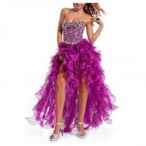 wedding photo - Amazing Satin & Organza A-line Strapless Sweetheart Neckline High Low Ruffled Prom Gown - overpinks.com