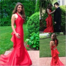 wedding photo -  Gorgeous Mermaid Red Prom/Evening Dress with Cascading Ruffles from Tidetell