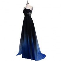 wedding photo -  Dreamy A-line One Shoulder Sweep Train Chiffon Prom/Evening Dress With Beads from Tidetell