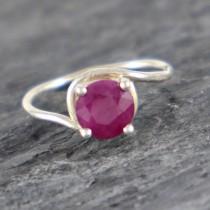 wedding photo - Ruby Engagement Ring Opaque Ruby Ring, Sterling Silver Ring Ruby Jewelry Romantic Gift For Her Red Gemstone Ring Natural African Ruby Ring