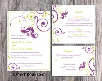 wedding photo -  DIY Wedding Invitation Template Set Editable Word File Download Printable Purple Invitation Green Wedding Invitation Elegant Invitation