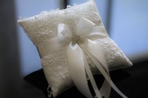 wedding photo -  Alex Emotions | Big Flower Collection | Off White Ring Bearer Pillow